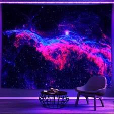 Blacklight UV Reactive Tapestry Trippy Neon Wall Hanging Glow in Dark Art Decors