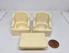 Vintage Fisher Price little people white living room chairs & coffee table set