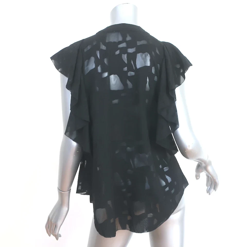 Blusa con cordones IRO Gilka negra Burnout Georgette talla 38 top sin mangas Foto 4 de 4