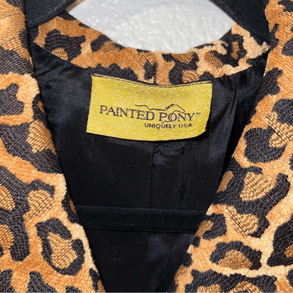 Giacca animale leopardato arazzo pony dipinto vintage anni '90 giacca blazer cappotto foderato