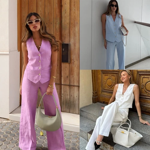 2 Pieces Women Suit Vest Pants Summer Wedding Blazer Prom Party Ladies Wear - Picture 1 of 17