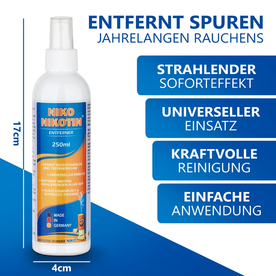 NIKO Nikotin® Profi-Reiniger 250ml – Hochkonzentrierter Spezialist gegen Nikotin - Bild 2 von 4