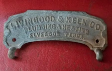 Vtg Brass Toilet Paper Holder Livinggood & Keen Plumbing Heating Elverson Penna