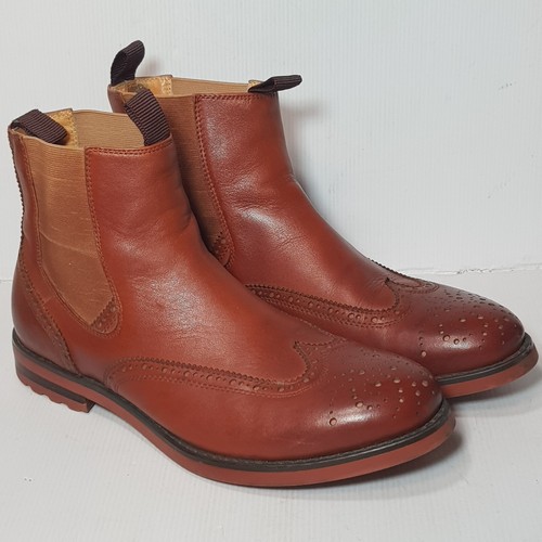 Men's Size 41 Waxed Leather Chelsea Boots Chestnut Brown Laurence Crockett - Picture 11 of 14