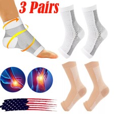 3PK Compression Sleeve Ankle Brace Leg Support Socks Foot Fasciitis Pain Relief