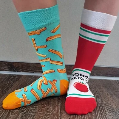 DEDOLES ~ Lustige Mismatch Socken ~ POMMES mit KETCHUP ~ 35-38, 39-42, 43-46