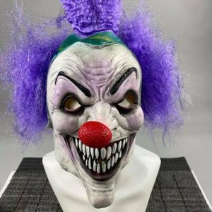 Purple Hair Clown Full Head Latex Halloween Mask One Size Ebay