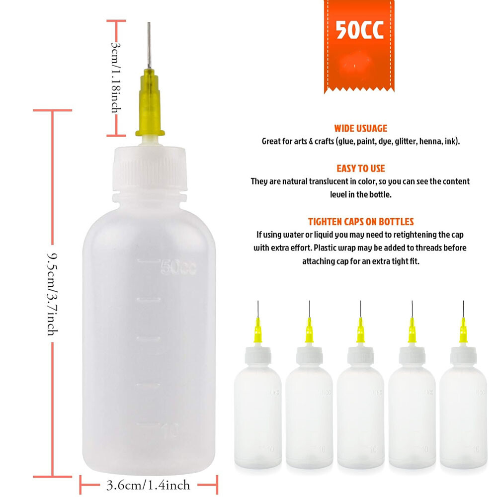 Pack Of 6 Needle Bottles, Dosing Bottle, Needle Tip Applicator, Plastic - View #11