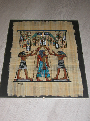 ÄGYPTISCHER PAPYRUS '3 KÖNIGE' GEMÄLDE IM CLIPRAHMEN gebraucht