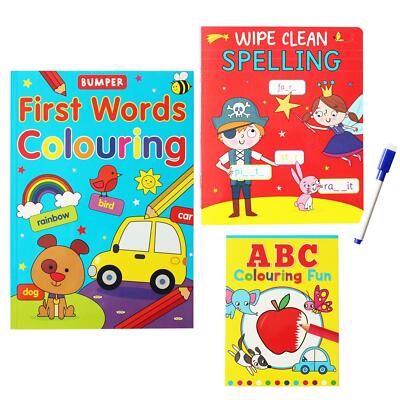 Early Learning Books Activity Bag Colouring Spelling First Words