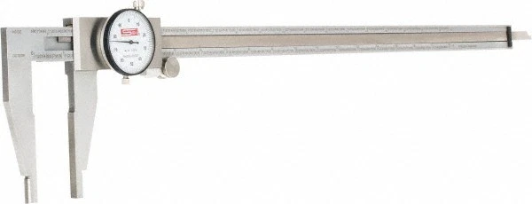 SPI 0" to 18" Range Dial Caliper, 0.001" Graduation, 0.1"/Revolution, 3.125" Jaw