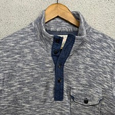 Lucky Brand Sweater men's Small Blue Knit Pullover Henley Pocket Preppy Preppy