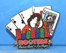 HOOTERS RESTAURANT CASINO HOTEL LAS VEGAS NV HOOTIES 3 OF A KIND ACES HIGH PIN
