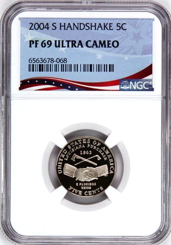 2004-S Proof Jefferson Nickel (Handshake) Graded PF69 Ultra Cameo by NGC