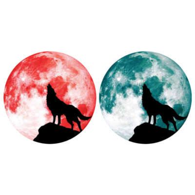 2 Pcs Wolf Und Mond Aufkleber Dark Moon Wand Aufkleber Glow Wolf Mond Aufkleber