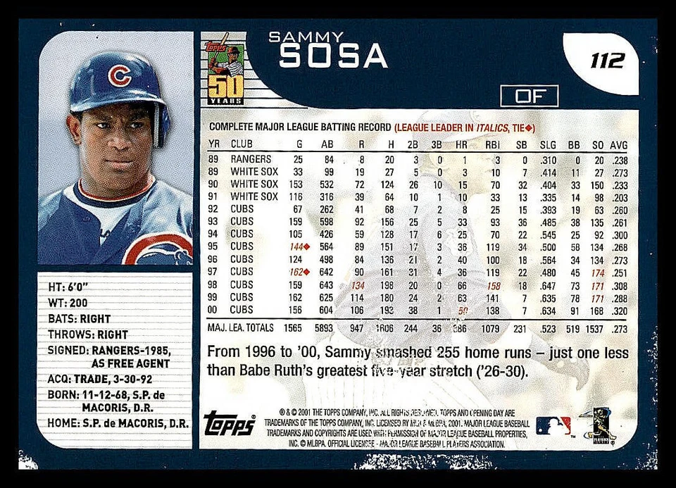 2001 Topps Baseball - Opening Day - Image 2 of 2