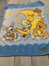 Vintage Soft Baby Throw Blanket Bear with Baby Moon And Bunny 45x54