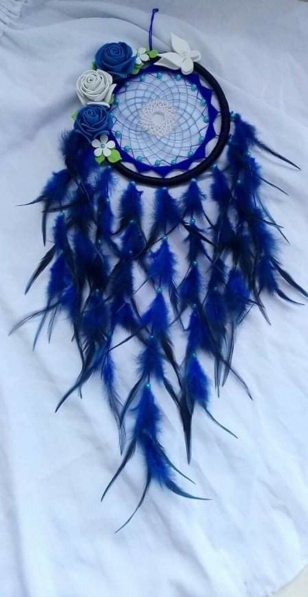 DIY Dream Catcher Making Kit – Create Your Own Feather & Bead Wall Hanging (Blue)