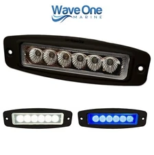 Wave One Marine | DUAL COLOR (Black) Flush Mount LED Blue Spreader Boat Light
