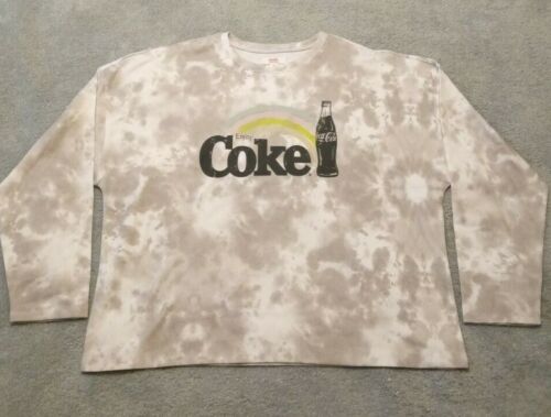 VTG Women's gray camo cropped Coca-Cola rainbow "ENJOY COKE" sweatshirt M NEW