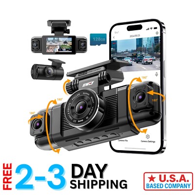 N5 4 Channel 360° Dash Cam with 1080P Night Vision & 5G WiFi   Free 128GB Card