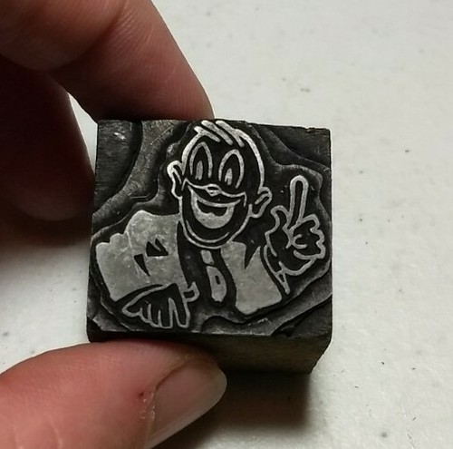 Vintage Letterpress Printing Block Man Wearing Suit Holding Up Finger - Picture 1 of 4