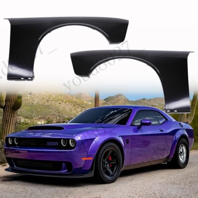 Fender Front Driver & Passenger Side Primed Steel Fit 2008-2017 Dodge Challenger