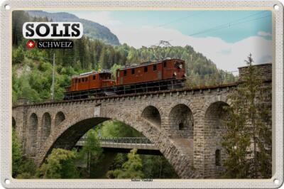 Blechschild Reise Solis Schweiz Soliser Viadukt Brücke 30x20cm Schild tin sign