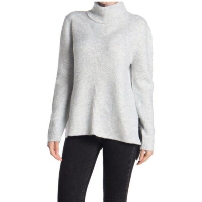 Sweet Romeo (Nordstrom) Abstract Rib Turtleneck Tunic Heather Gray XS