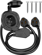 15 Amp AC Port Plug, 125V Power Inlet Socket with Waterproof Cover  Integrated