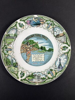 Vintage 1950's Mohawk Trail Mass Hairpin Turn Native American Indian Plate