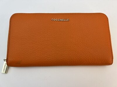 Authentic Coccinelle Zip-Around Wallet in Natural Soft Brown Leather
