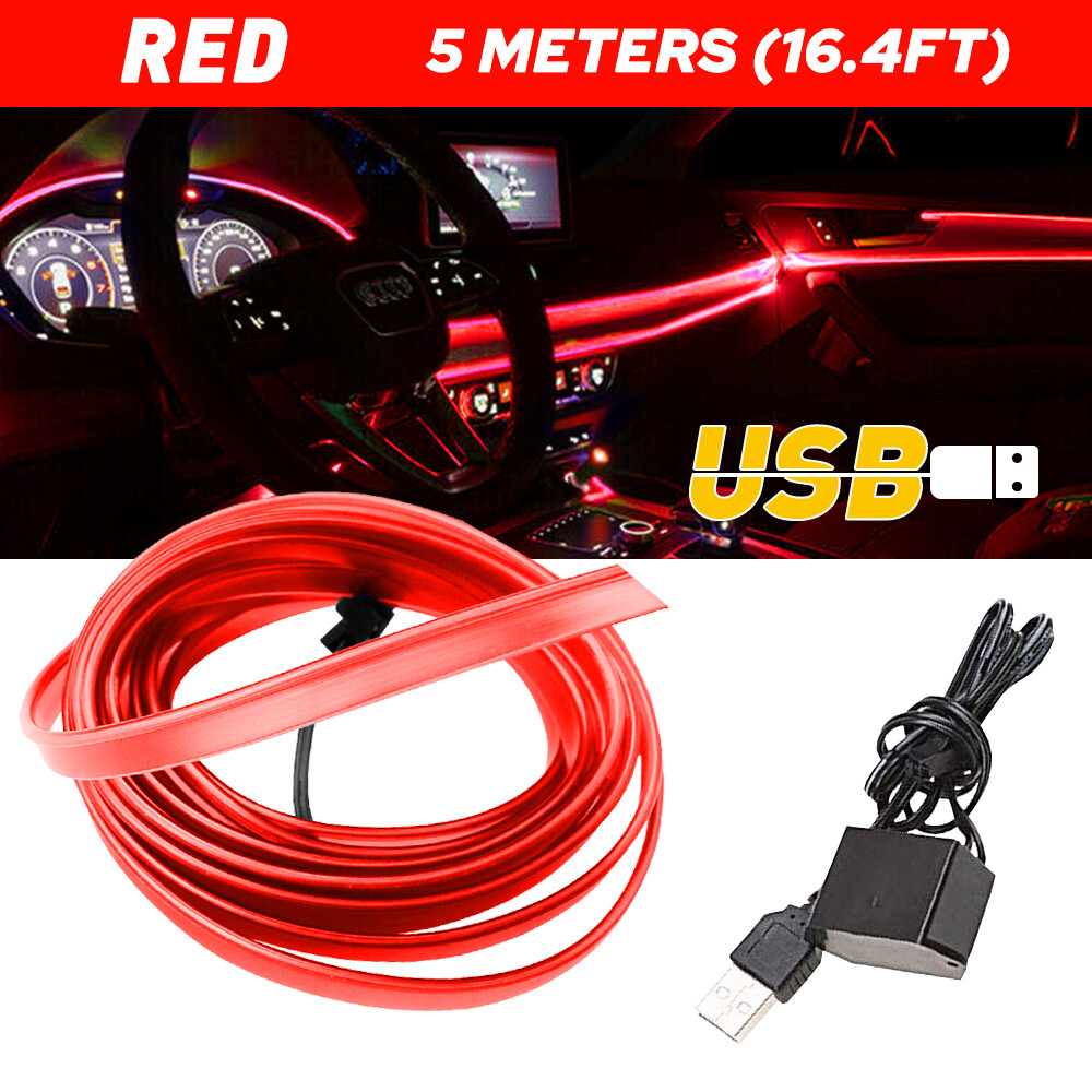 5M LED Car Auto Interior Decor Atmosphere Wire Strip Light Lamp Accessories 12V