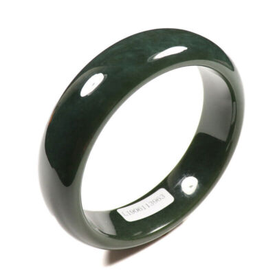 53-63mm Certified A 100% Natural Black Green Jade Bracelet Bangle Nephrite