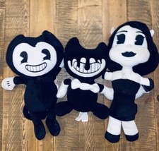 X3 Lot Bendy And The Ink Machine Plush Stuffed Animal Dolls Lot Black White Toys