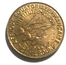 elf French Equatorial Africa 5 Francs 1958 Giant Eland