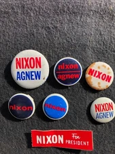 Nixon Agnew President Political Buttons Metal Pinback Sticker