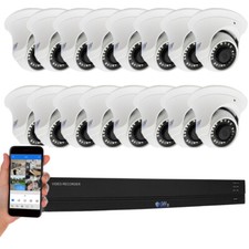16 Channel H.265 DVR 16 4K Waterproof Analog Dome Security Camera System 3TB