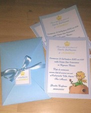 Inviti BATTESIMO COMUNIONE COMPLEANNO PICCOLO PRINCIPE MASCHI +TUTTO INCLUSO+
