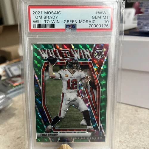 2021 Tom Brady Will To Win Green Mosaic PSA10 Tampa Bay Buccaneers Patriots #WW1