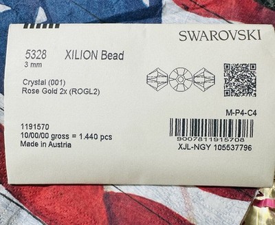 Swarovski 5328 3mm Crystal Rose Gold 2X 1440 Sealed pack Austrian
