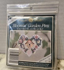 Mill Hill Bloomin' Garden Pin Kit MHBG2 Birdhouse Cross Stitch, Bead Kit, 1996