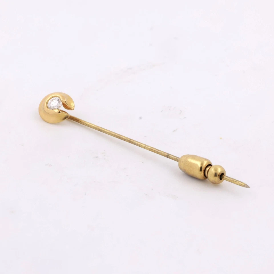 Broche prendedor vintage de diamantes de oro amarillo Estate 0,15 quilates 2,05" para damas Foto 4 de 4