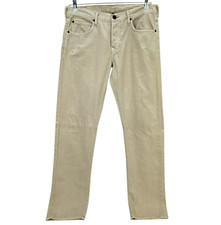 True Religion Men Geno Straight Leg Jeans 34 Beige Button Fly Made in USA
