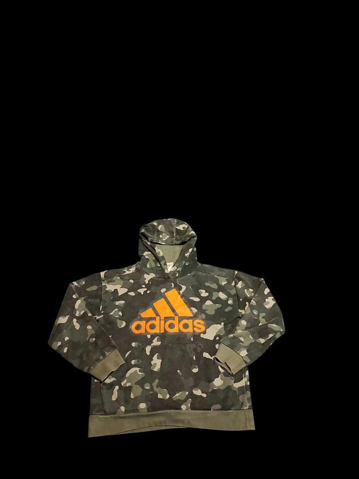 Adidas Boys' Camouflage Hoodie with Orange Logo - Image 3 of 4