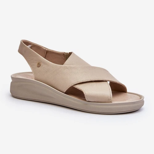 Zazoo 40392 Women's Leather Sandals, Beige - Picture 2 of 10