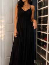 a new day Black Twisted-Bodice Spaghetti Strap Maxi Dress
