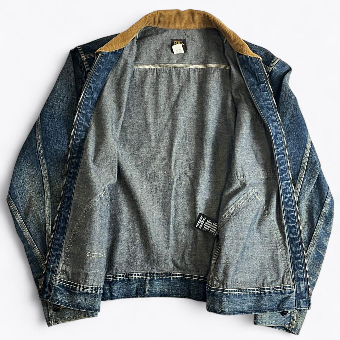 RRL Denim Jacket 91-B Corduroy Collar Vintage Style S Size RRL Denim Jacket 91-B Corduroy Collar Vintage Style S Size