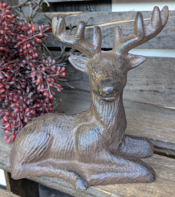 Liegender Hirsch Gusseisen Nostalgie  Landhaus Jagd  Weihnachten Herbst    NEU  