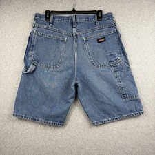 Vintage Dickies Blue Denim Carpenter Shorts Relaxed Fit Baggy Mens Size 34